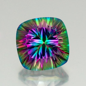 Quartzo místico multicolorido natural 17,83ct, almofada cortada, VVS-VS