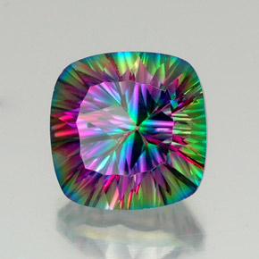 Quartzo místico multicolorido natural 17,83ct, almofada cortada, VVS-VS