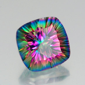 Quartzo Místico Top Rainbow Natural 15.87ct, Almofada cortada, VVS-VS