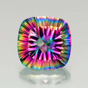 Quartzo místico multicolorido natural 15,15ct, almofada cortada, VVS-VS
