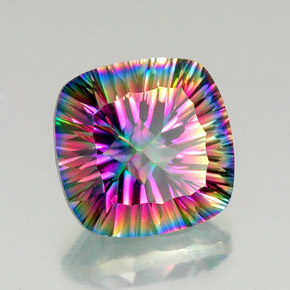 Quartzo místico multicolorido natural 15,15ct, almofada cortada, VVS-VS