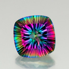 Quartzo místico multicolorido natural 15,46ct, almofada cortada, VVS