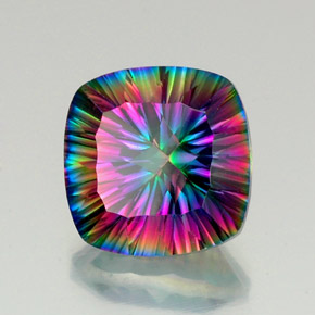 Quartzo místico multicolorido natural 15,46ct, almofada cortada, VVS