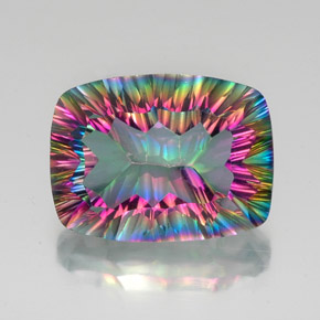 Quartzo místico multicolorido natural 18,41ct, almofada cortada, VVS-VS