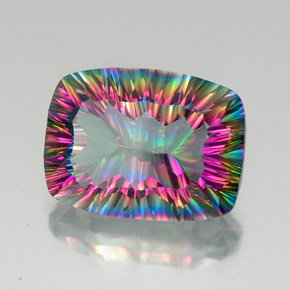 Quartzo místico multicolorido natural 18,41ct, almofada cortada, VVS-VS
