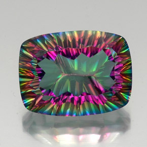 Quartzo místico multicolorido natural 19,73ct, almofada cortada, VVS-VS