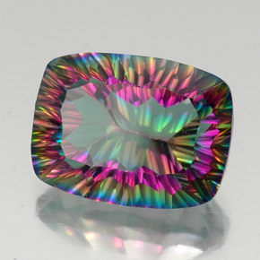 Quartzo místico multicolorido natural 19,73ct, almofada cortada, VVS-VS