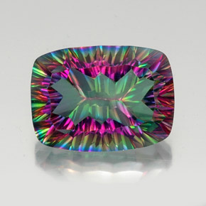 Quartzo Místico Top Rainbow Natural 18.98ct, Almofada cortada, VVS-VS