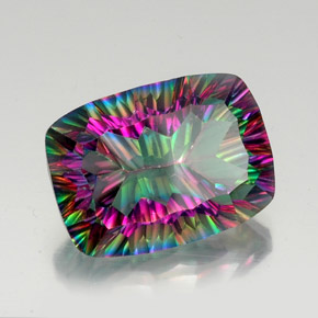 Quartzo Místico Top Rainbow Natural 18.98ct, Almofada cortada, VVS-VS