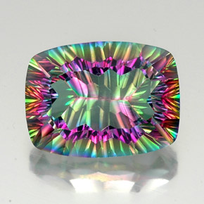 Quartzo místico multicolorido natural 19,07ct, almofada cortada, VS