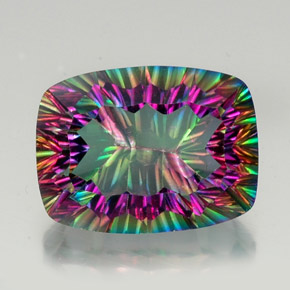 Quartzo místico multicolorido natural 22,03ct, almofada cortada, VS