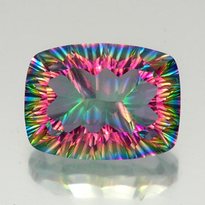 Quartzo místico multicolorido natural 19,64ct, almofada cortada, VVS-VS
