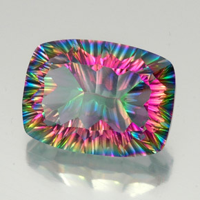Quartzo místico multicolorido natural 19,64ct, almofada cortada, VVS-VS