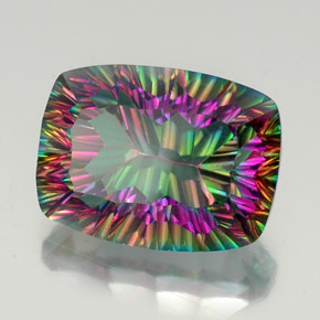 Quartzo místico multicolorido natural 20,20ct, almofada cortada, VVS-VS