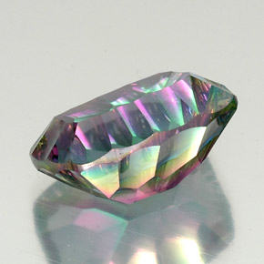 Quartzo místico multicolorido natural 20,20ct, almofada cortada, VVS-VS