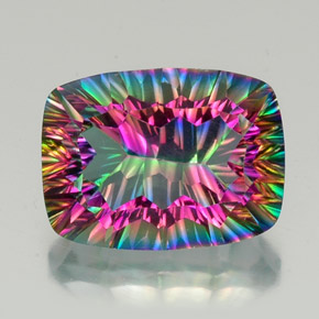 Quartzo místico multicolorido natural 19,63ct, almofada cortada, VVS-VS