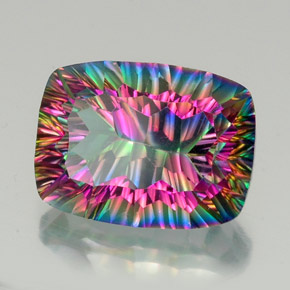 Quartzo místico multicolorido natural 19,63ct, almofada cortada, VVS-VS