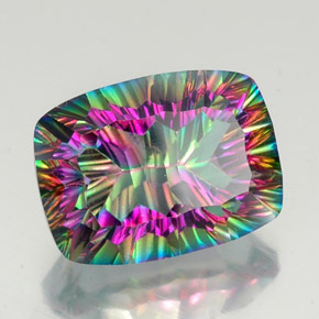 Quartzo místico multicolorido natural 21,31ct, almofada cortada, VVS-VS