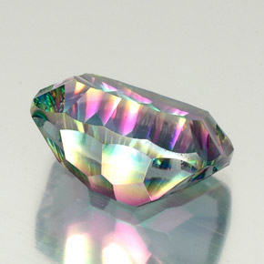 Quartzo místico multicolorido natural 21,31ct, almofada cortada, VVS-VS