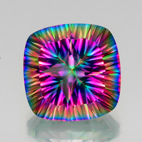 Quartzo místico multicolorido natural 16,05ct, almofada cortada, VVS