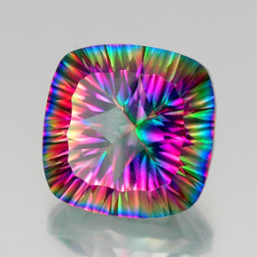 Quartzo místico multicolorido natural 16,05ct, almofada cortada, VVS