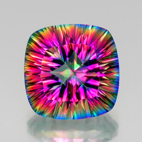 Quartzo Místico Top Rainbow Natural 15.51ct, Almofada cortada, VS