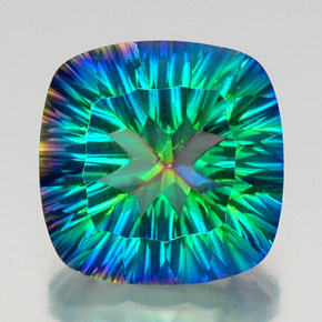 Quartzo místico multicolorido natural 21,65ct, almofada cortada, VS