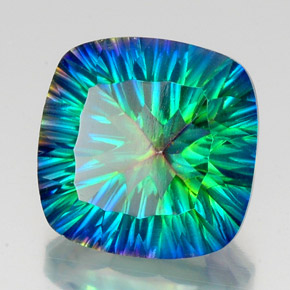 Quartzo místico multicolorido natural 21,65ct, almofada cortada, VS