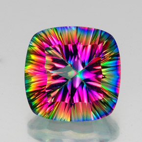 Quartzo Místico Top Rainbow Natural 15.37ct, Almofada cortada, VS