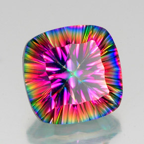 Quartzo Místico Top Rainbow Natural 15.37ct, Almofada cortada, VS