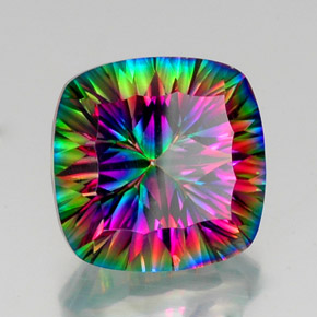 Quartzo místico multicolorido natural 16,89ct, almofada cortada, VVS-VS