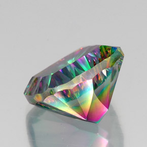 Quartzo místico multicolorido natural 16,89ct, almofada cortada, VVS-VS