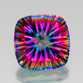 Quartzo Místico Top Rainbow Natural 14.38ct, Almofada cortada, VS