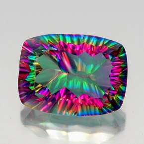 Quartzo místico multicolorido natural 19,18ct, almofada cortada, VVS-VS