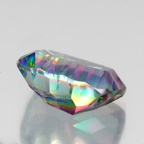 Quartzo místico multicolorido natural 19,18ct, almofada cortada, VVS-VS