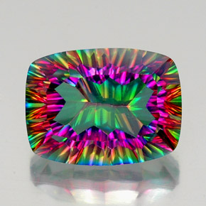 Quartzo místico multicolorido natural 20,26ct, almofada cortada, VVS-VS