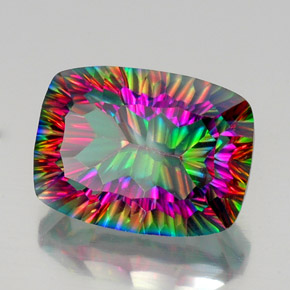 Quartzo místico multicolorido natural 20,26ct, almofada cortada, VVS-VS