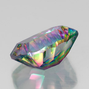 Quartzo místico multicolorido natural 20,26ct, almofada cortada, VVS-VS