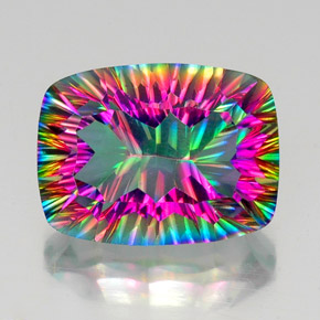 Quartzo místico multicolorido natural 20,15ct, almofada cortada, VS