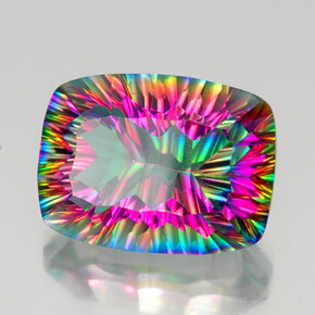 Quartzo místico multicolorido natural 20,15ct, almofada cortada, VS