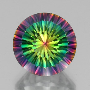 Quartzo místico multicolorido natural 9,96ct, corte redondo, VS