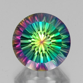 Quartzo místico multicolorido natural 9,94ct, corte redondo, VVS