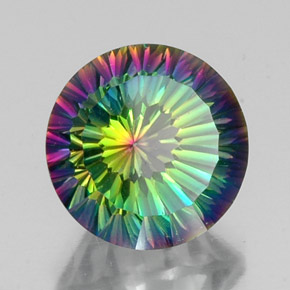 Quartzo místico multicolorido natural 10,20ct, corte redondo, VVS-VS