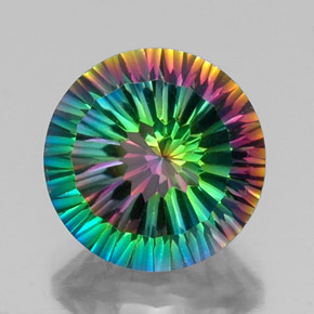Quartzo místico multicolorido natural 9,17ct, corte redondo, VVS-VS