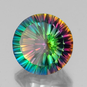 Quartzo místico multicolorido natural 9,17ct, corte redondo, VVS-VS