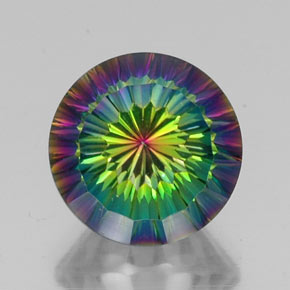 Quartzo místico multicolorido natural 10,26ct, corte redondo, VVS
