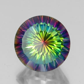 Quartzo místico multicolorido natural 10,26ct, corte redondo, VVS