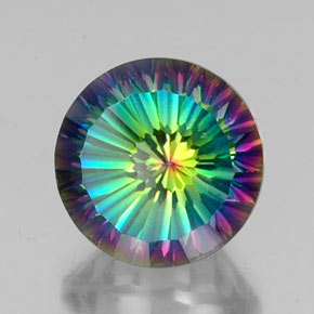 Quartzo místico multicolorido natural 10,65ct, corte redondo, VVS-VS