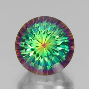 Quartzo místico multicolorido natural 10,95ct, corte redondo, VVS