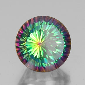 Quartzo místico multicolorido natural 10,95ct, corte redondo, VVS